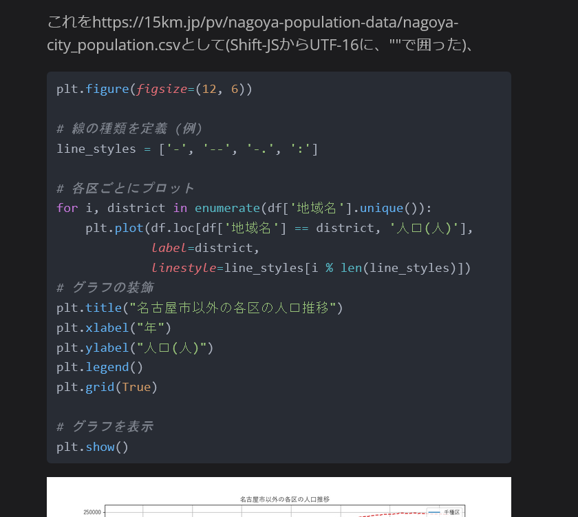 コードブロックへシンタックス適用後の2024/11/07のブログのスクリーンショット